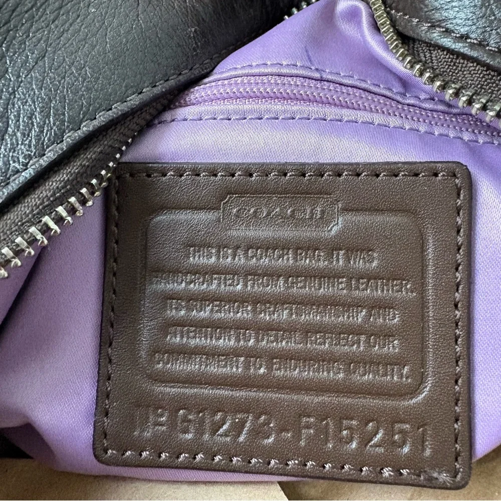 SOLD Coach Carly Dark Brown Pebbled Leather Shoulder Bag - Picture 6 of 6